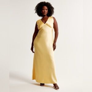 NWT A&F Plunge Cowl Back Maxi Dress in Yellow